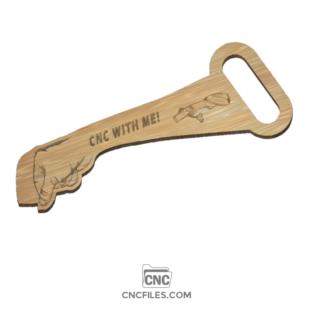 An image of a CNC file showing a Fist Bump Push Stick design, crafted for woodworking safety and easy handling.