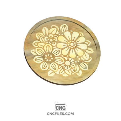 An image of a CNC file showing a flower bouquet cookie tray design with intricate floral details.