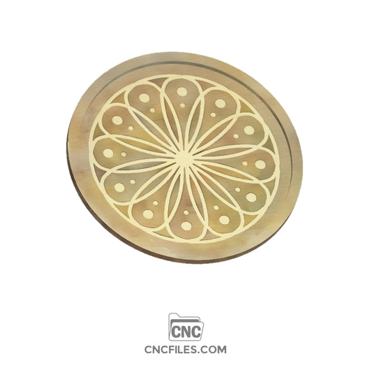 An image of a CNC file showing a Flower Mandala Cookie Tray with circular floral pattern designed.