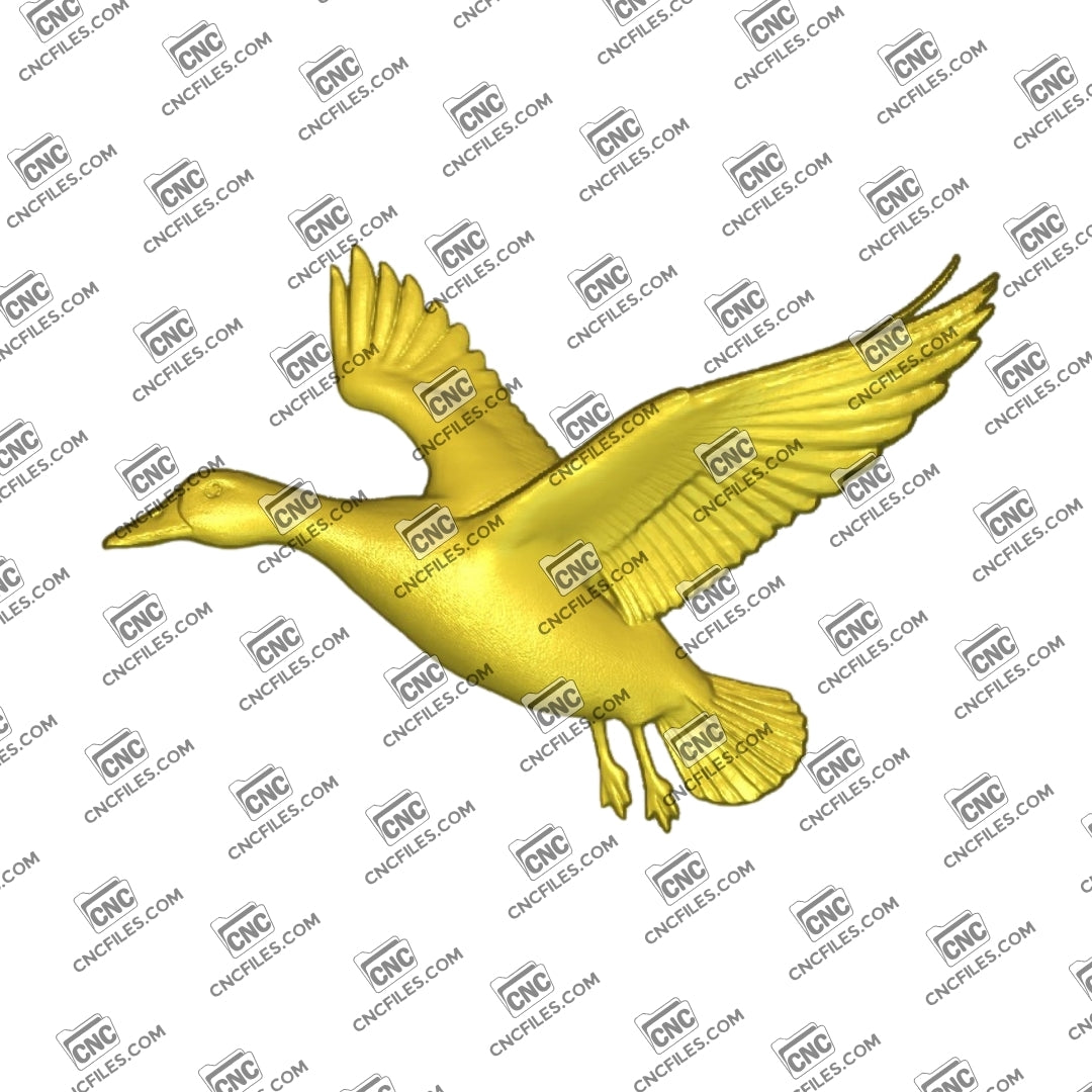 An image of a 3D CNC file showing a detailed Flying Duck design, perfect for carving clean and smooth cuts. This simple and ready-to-use file is ideal for signs, décor, and woodworking projects.