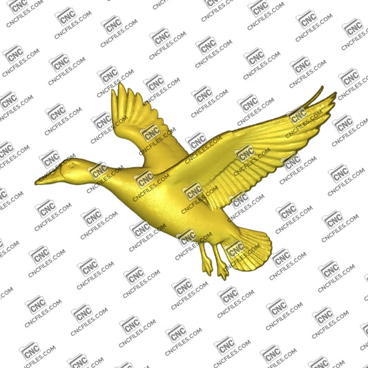 An image of a 3D CNC file showing a detailed Flying Duck design, perfect for carving clean and smooth cuts. This simple and ready-to-use file is ideal for signs, décor, and woodworking projects.