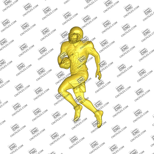 An image of 3D CNC file showing a football player in action. Perfect for carving, decor, or sports-themed projects.