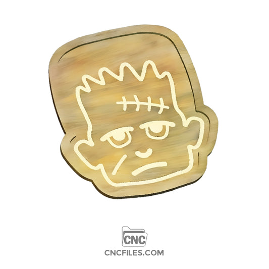 CNC file of "Halloween-themed tray featuring Frankenstein's Monster design, perfect for serving treats or as a spooky decorative piece.