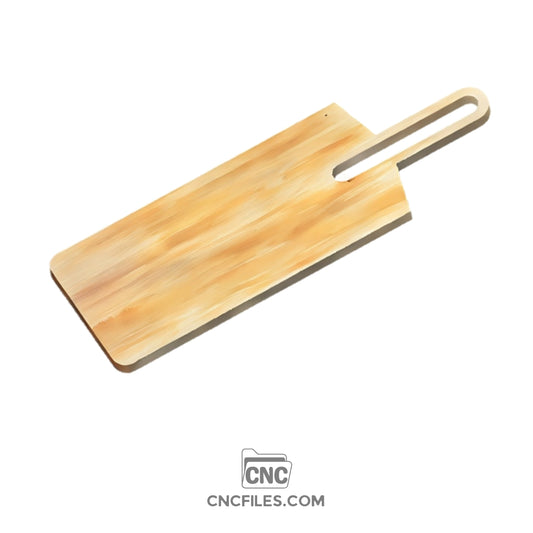An image of a CNC file showing a medium-sized Gap Handle Cheese Board with a sleek handle cutout design, perfect for serving or kitchen use.