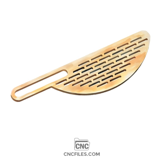 An image of a CNC file showing a Gap Handle Colander design with precise cutouts and a functional handle for easy use.