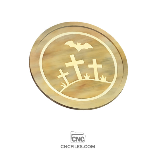 An image of a CNC file showing a Graveyard Crosses Halloween Tray.