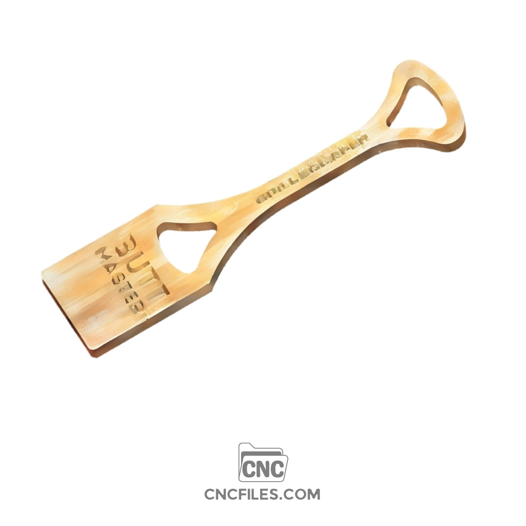 An image of a CNC file showing a Grill Scraper - Butt Master design with smooth edges and ergonomic cutouts for easy handling.