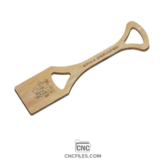 n image of a CNC file showing a "Happy Father's Day" grill scraper design, crafted for easy cutting and engraving.