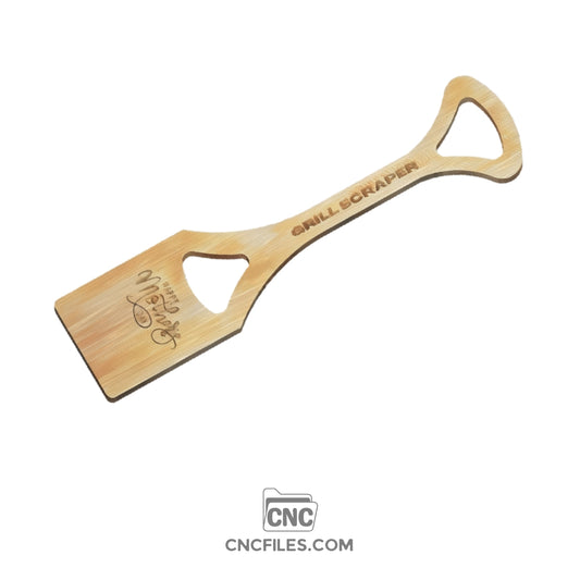 An image of a CNC file showing a Grill Scraper design with a “Happy Mother’s Day” engraving, perfect for woodworking or laser cutting projects.