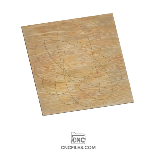 An image of a CNC file showing Guilloche Art 1 with intricate geometric patterns and detailed ornamental design.