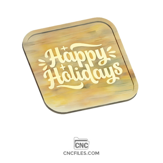 An image of a CNC file showing a Happy Holidays Tray.