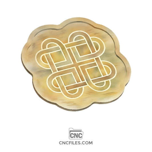 An image of a CNC file showing a Heart Knot Cookie Tray with a decorative knot-shaped design.