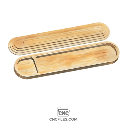 An image of a CNC file showing an Incense Burner Tray Case design with detailed cutouts and smooth contours.