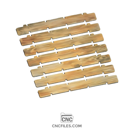 An image of a CNC file showing an interconnecting drying rack with multiple slots and panels designed to fit together for easy assembly.