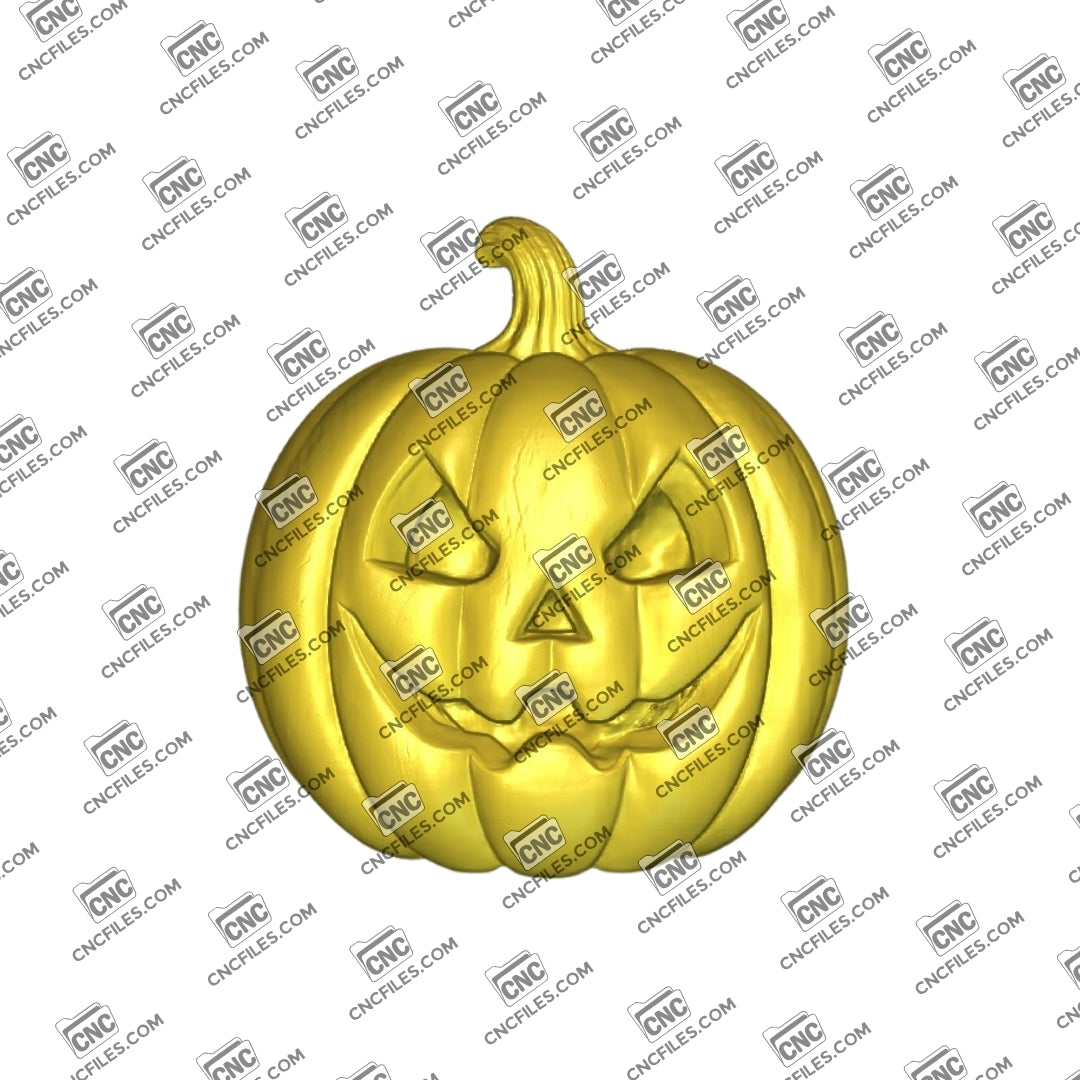 An image of 3D CNC file showing Jack O’ Lantern 1, 3D render of a spooky pumpkin design perfect for carving or decoration.