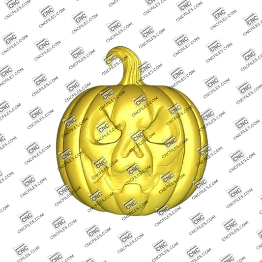 An image of 3D CNC file showing Jack O’ Lantern 2, 3D render of a spooky pumpkin design perfect for carving or decoration.