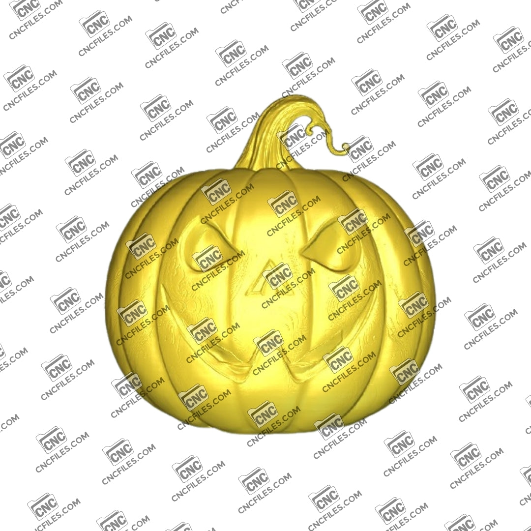 An image of 3D CNC file showing Jack O’ Lantern 3, 3D render of a spooky pumpkin design perfect for carving or decoration.