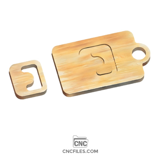 An image of a CNC file showing a kids cutting board with a nesting knife blank 
