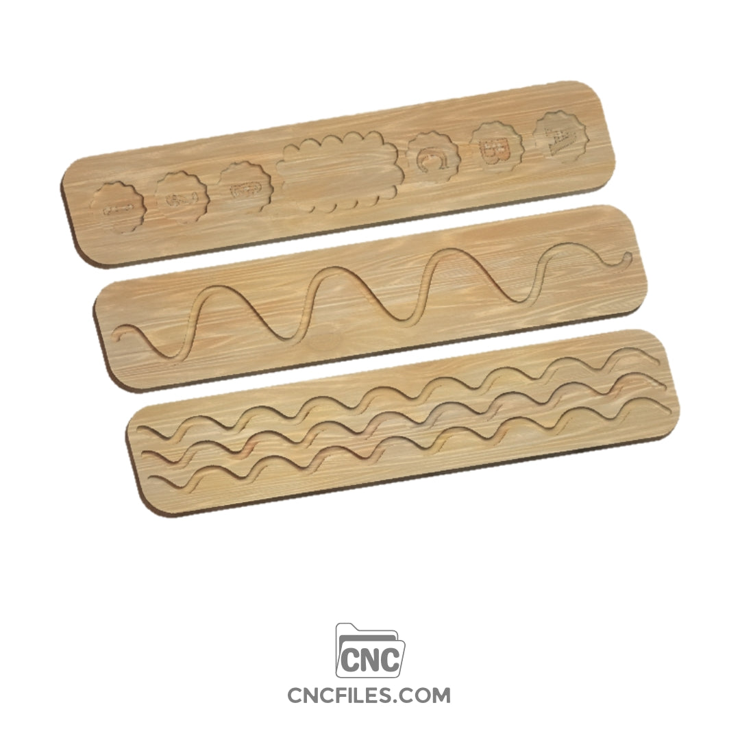 An image of a CNC file showing kids marble boards with smooth slots and playful design details.