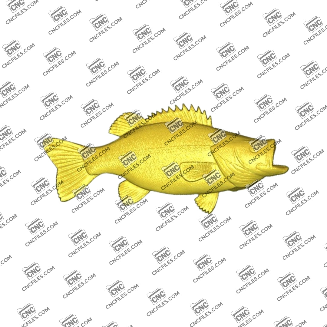An image of a CNC 3D file showing a detailed Largemouth Bass 2 design. Perfect for CNC carving projects, custom signs, and lake-themed décor.
