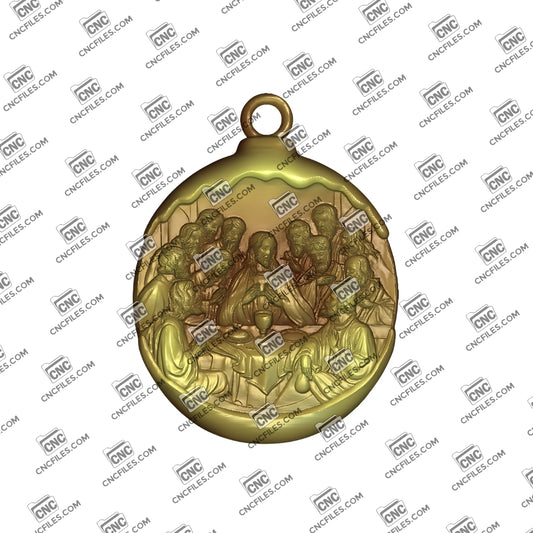 An image of a CNC file showing the Last Supper Ornament 1, designed with clear engraved details for easy cutting and crafting.