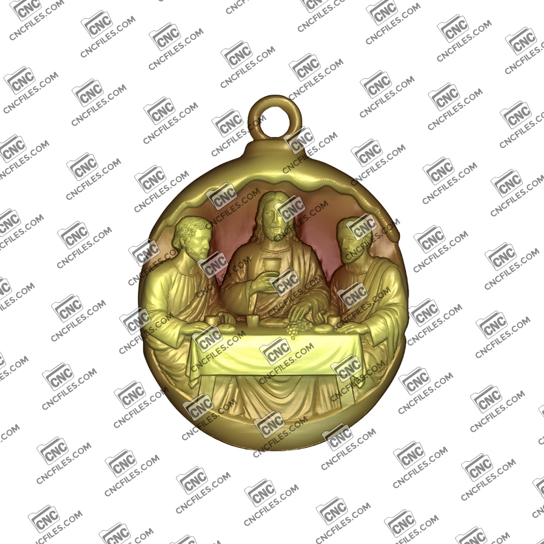 An image of a CNC file showing the Last Supper Ornament 3, designed with clear engraved details for easy cutting and crafting.