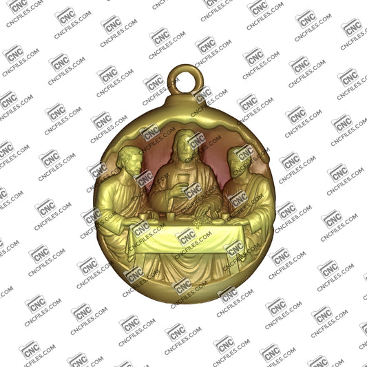 An image of a CNC file showing the Last Supper Ornament 3, designed with clear engraved details for easy cutting and crafting.
