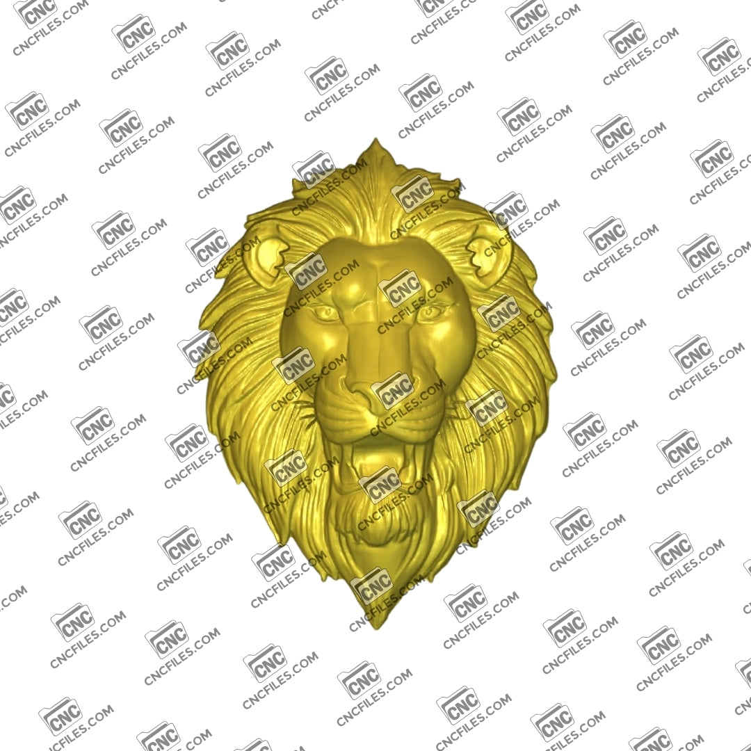 An image of 3D CNC file showing a detailed Lion Face, perfect for carving, home decor, or art projects.