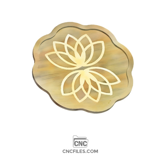 An image of a CNC file showing a Lotus Flower Cookie Tray design with a detailed floral pattern.