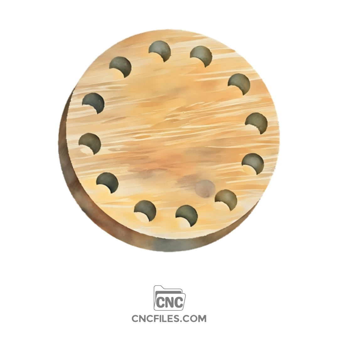 An image of a CNC file showing a Magnetic Tool Puck, with 12 pockets to place magnets