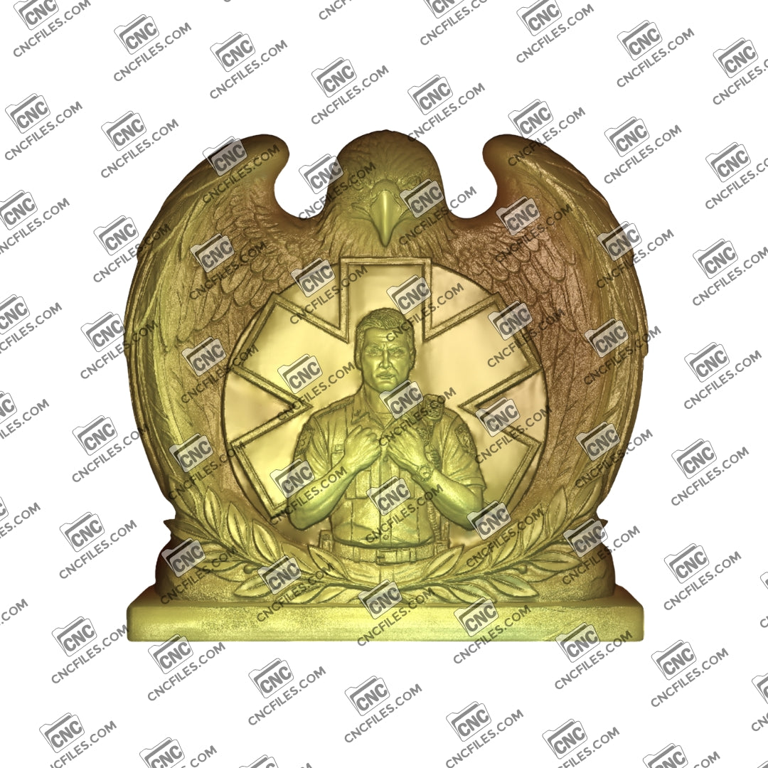 An image of a CNC file showing a male paramedic figure design used for creating themed decorations, signs, or craft projects.