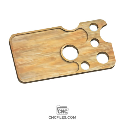 An image of a CNC file showing a serving tray shaped like a piece of holey cheese
