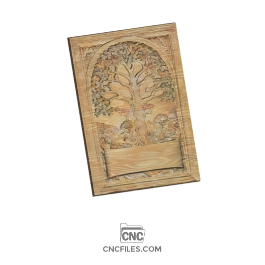 An image of a CNC file showing a Medieval Family Tree 3D Carve with intricate details and layered design