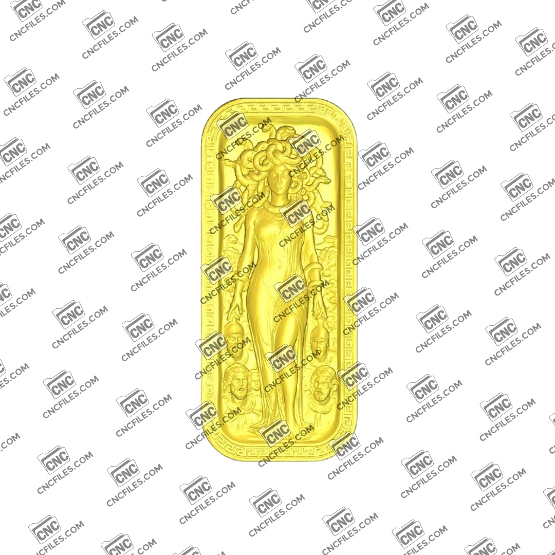 An image of 3D CNC file showing a detailed Medusa 1 design, perfect for engraving or carving, ideal for CNC routers and creating unique décor pieces.