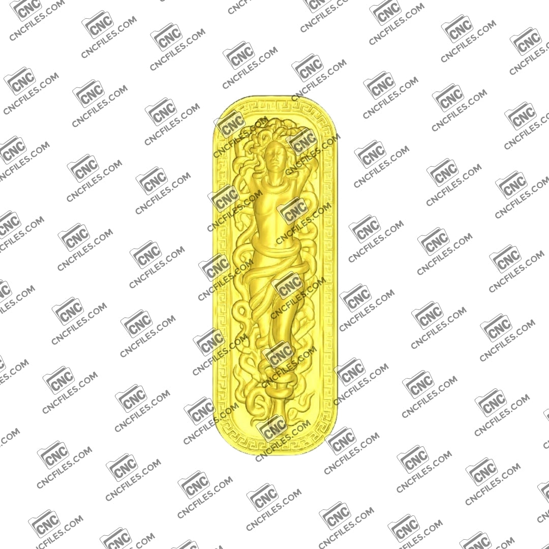 An image of 3D CNC file showing a detailed Medusa 2 design, perfect for engraving or carving, ideal for CNC routers and creating unique décor pieces.