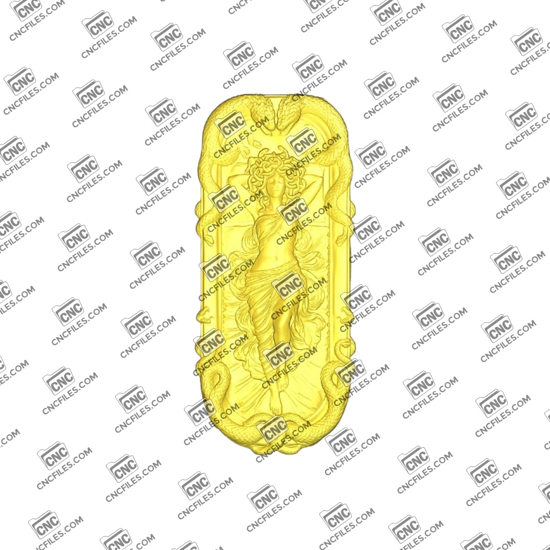 An image of 3D CNC file showing a detailed Medusa 4 design, perfect for engraving or carving, ideal for CNC routers and creating unique décor pieces.
