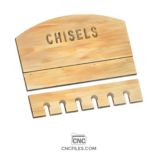 An image of a CNC file showing a minimalist chisel holder in two parts
