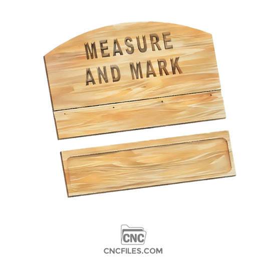 An image of a CNC file showing a minimalist measuring tape and pencil holder in two parts