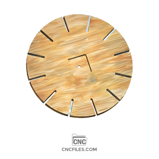 An image of a CNC file showing a minimalist one-sided clock design with clean, modern lines .
