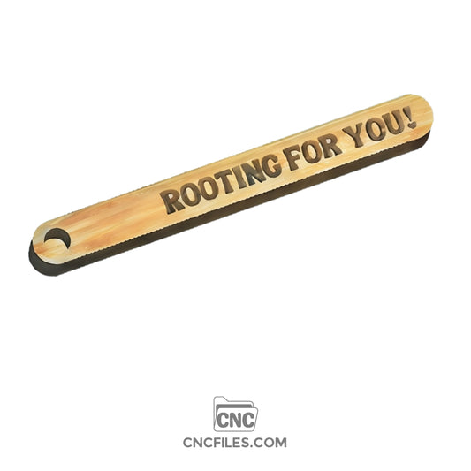 An image of a CNC file showing a Modern Propagation Station 1x with the text “Rooting For You,” designed as a decorative plant holder with a minimalist style.