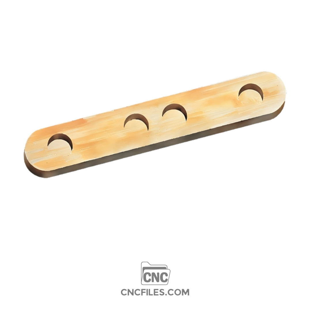 An image of a CNC file showing a Modern Propagation Station 4x with four slots designed for holding glass tubes, ideal for plant cuttings and hydroponic propagation.
