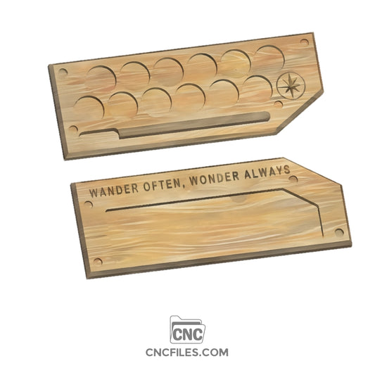 An image of a CNC file showing a Modern Travel Paint Set design with the phrase “Wonder Often Wander Always”