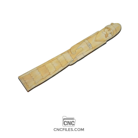 An image of a CNC file showing a Nordic Plank Santa design with clean carved details and a charming rustic look.