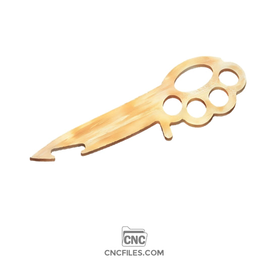 An image of a CNC file showing an Oven Push Stick Brass Knuckles design with a sturdy grip and functional cutouts.