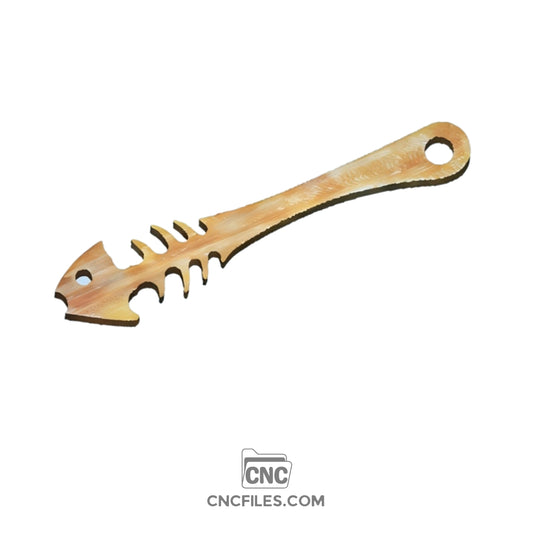 An image of a CNC file showing an oven push stick shaped like a fish skeleton