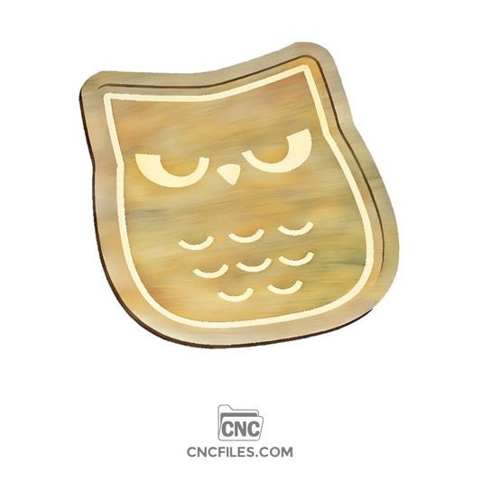 An image of a CNC file showing an Owl Halloween Tray design with detailed owl features