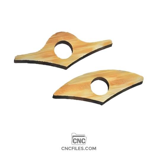 An image of a CNC file showing a pair of thumb holders designed with a smooth, functional shape for easy grip and secure handling.