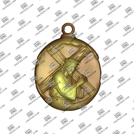 An image of a CNC file showing the Passion of the Christ Ornament.