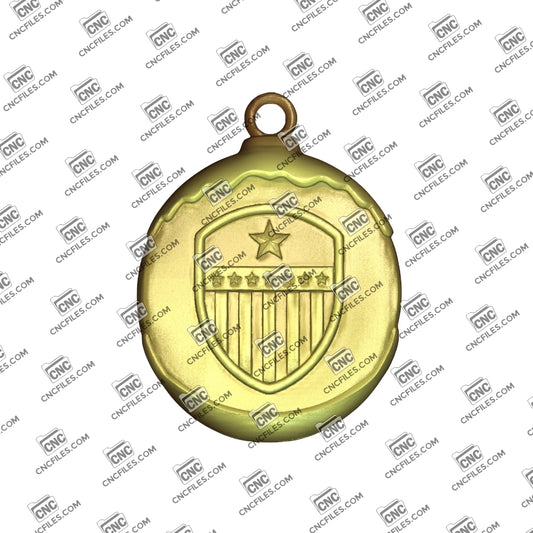 An image of 3D render of CNC file showing a beautifully carved shield perfect for patriotic décor, holiday displays, or custom woodworking projects.