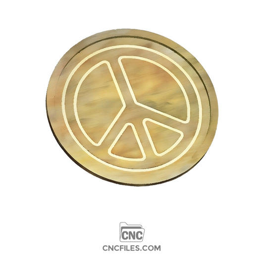 An image of a CNC file showing a Peace Symbol Cookie Tray design, featuring a round tray with a peace sign.